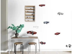 ESTAhome Wandtattoo Sportwagen Rot Weiß und Blau 47,5 cm x 66 cm 156108