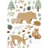 ESTAhome Wandtattoo Wald Mit Waldtieren Beige und Mintgrün 47,5 cm x 66 cm 156104