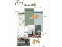 ESTAhome Wandtattoo Wald Mit Waldtieren Beige und Mintgrün 47,5 cm x 66 cm 156104