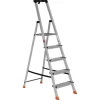 Euroline 22578 Stufenstehleiter mit Sicherheitsbrücke und Werkzeugablage 5 Stufen