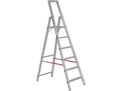 Euroline 22577 Stufenstehleiter mit Sicherheitsbrücke 6 Stufen