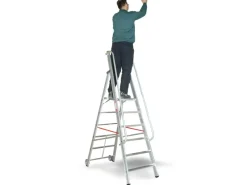 Euroline Premium 32677 Stufenstehleiter mit Großer Standplattform 6 Stufen