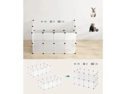 Sale Feandrea Freigehege mit Bodenplatten 143 cm x 73 cm x 46 cm Weiß