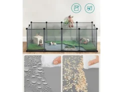 Clearance Feandrea Freigehege mit Bodenplatten 143 cm x 73 cm x 46 cm Grau