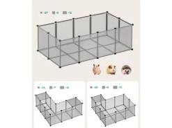 Clearance Feandrea Freigehege mit Bodenplatten 143 cm x 73 cm x 46 cm Grau