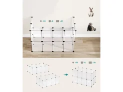 Feandrea Freigehege mit Bodenplatten 125 cm x 63 cm x 42 cm Weiß