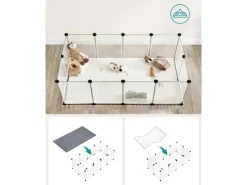 Feandrea Freigehege mit Bodenplatten 125 cm x 63 cm x 42 cm Weiß