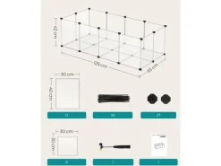 Feandrea Freigehege mit Bodenplatten 125 cm x 63 cm x 42 cm Weiß
