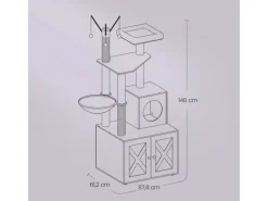 Discount Feandrea Kratzbaum mit Katzenklo-Schrank 151 cm Braun
