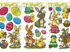 Fensterbild Ostern Bunt 3-fach sortiert 24 cm x 47,5 cm