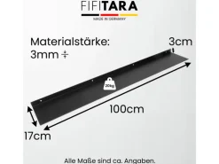 FIFITARA Wandregal 100 Cm Aus Stahl Schwarz Pulverbeschichtet Wandboard Bücherregal Metallregal