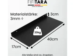 FIFITARA Wandregal 40cm 2er Set Aus Stahl Schwarz Pulverbeschichtet Schweberegal Wandboard Bücherregal Metallregal Mit Dübeln Und Schrauben