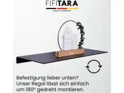 FIFITARA Wandregal 40cm 2er Set Aus Stahl Schwarz Pulverbeschichtet Schweberegal Wandboard Bücherregal Metallregal Mit Dübeln Und Schrauben