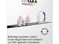 Outlet FIFITARA Wandregal 60cm 2er Set Aus Stahl Schwarz Pulverbeschichtet Schweberegal Wandboard Bücherregal Metallregal Mit Dübeln Und Schrauben