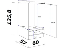 Clearance Flex-Well Classic Flex-Well Küchen-Kühlschrankumbau Lucca 60 cm inkl. Abdeckplatte