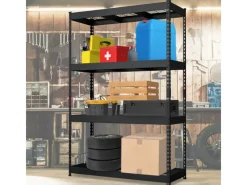 Hot Floordirekt Schwerlastregal Yukon Rivet 4 Böden 180 x 120 x 45 cm Schwarz