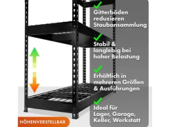 Clearance Floordirekt Schwerlastregal Yukon Rivet 5 Böden 180 x 90 x 45 cm Schwarz