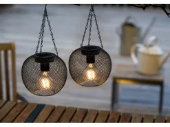 Discount FlowerPower LED-Hängeleuchte Nina 2er-Set Ø 14,5 cm Schwarz