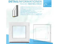 Framelux Kunststofffenster Proline 2-Fach Verglasung 700 x 700 mm Linksanschlag