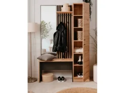 New Furn.Design Garderobe Eiche Artisan und Grau 122 cm 3D Lamelle Industrial Madem