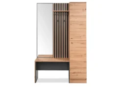 New Furn.Design Garderobe Eiche Artisan und Grau 122 cm 3D Lamelle Industrial Madem