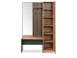 New Furn.Design Garderobe Eiche Artisan und Grau 122 cm 3D Lamelle Industrial Madem