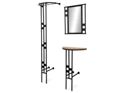 Furn.Design Garderoben-Set 3-teilig Schwarz Metall 130 cm mit Spiegel Kilby