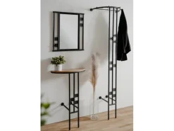 Furn.Design Garderoben-Set 3-teilig Schwarz Metall 130 cm mit Spiegel Kilby