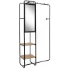 Online Furn.Design Kompaktgarderobe Schwarz Metall 100 cm mit Spiegel Wick