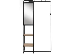 Online Furn.Design Kompaktgarderobe Schwarz Metall 100 cm mit Spiegel Wick