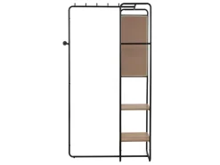 Online Furn.Design Kompaktgarderobe Schwarz Metall 100 cm mit Spiegel Wick