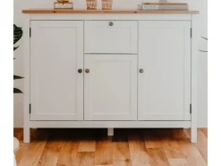 Best Furn.Design Sideboard Landhaus Weiß Eiche Artisan 120 cm 3-türig Vestland