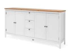 Discount Furn.Design Sideboard Landhaus Weiß Eiche Artisan 180 cm 4-türig Vestland