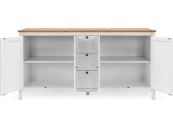 Discount Furn.Design Sideboard Landhaus Weiß Eiche Artisan 180 cm 4-türig Vestland