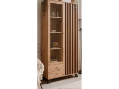 Furn.Design Vitrine Eiche Artisan und Grau 92 cm 3D Lamelle Industrial Madem