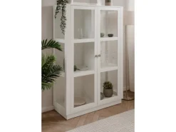 Best Furn.Design Vitrine Weiß 100 x 150 cm 2-türig 6 Vitrinenfächer Modern Blanverd