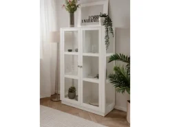 Best Furn.Design Vitrine Weiß 100 x 150 cm 2-türig 6 Vitrinenfächer Modern Blanverd