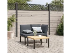 New furnicato Gartenbank mit Kissen Schwarz Aluminium