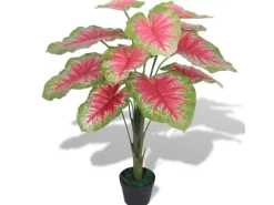 Discount furnicato Künstliche Caladium Pflanze mit Topf 85 cm Rot und Grün