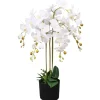 furnicato Künstliche Orchidee mit Topf 75 cm Weiß