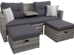 Garden Pleasure Lounge-Sofa Valletta 180 cm x 86 cm x 133 cm Grau
