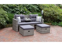 Garden Pleasure Lounge-Sofa Valletta 180 cm x 86 cm x 133 cm Grau