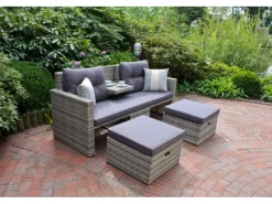 Garden Pleasure Lounge-Sofa Valletta 180 cm x 86 cm x 133 cm Grau