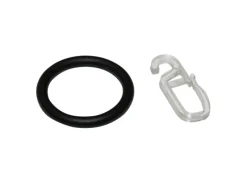 Gardinia Gardinenringe mit Faltenlegehaken für Stangen Ø 16 bis 20 mm Schwarz matt