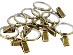 Outlet Gardinenringe mit Klammern optik Ø 19 mm Messing