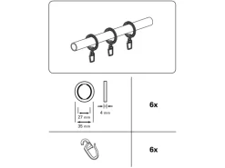 Gardinia Gardinenringe Kos für Ø 27 mm Schwarz 6-er Pack