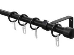 Clearance Gardinia Gardinenstangen Set 1-läufig Cap Schwarz ausziehbar