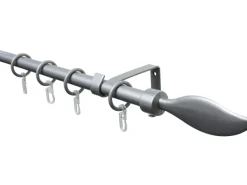 Best Gardinia Gardinenstangen-Set Flame Ø 13/16 mm 130 cm - 240 cm Silber