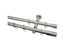 Gardinia Gardinenstangen-Set Zylinder 2-läufig Ø 20 mm Edelstahloptik 240 cm