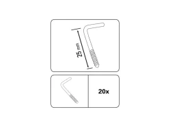 Hot Gardinia Schraubhaken für Vitragestangen Silber-Matt 2,5 cm 20-er Pack